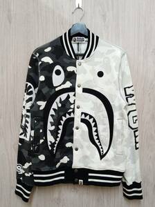 A BATHING APE/アベイシングエイプ/スカジャン/CITY CAMO SHARK SWEAT VARSITY JACKET/001LJC201010X/ホワイト系×ブラック系他/Mサイズ