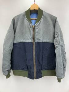 * NIGEL CABOURNnai gel ke-bonMA-1 nylon canvas flight jacket size 48 M gray × navy through year 