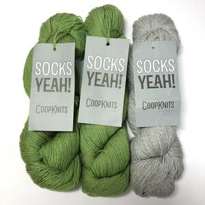 未使用♪ 海外毛糸 COOPKNITS SOCKS YEAH! スーパーウォッシュメリノウール ナイロン 3カセ グリーン グレー