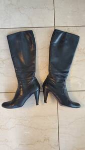  beautiful goods! Italy made napa leather long boots *37.5(24cm) black * Jimmy Choo 