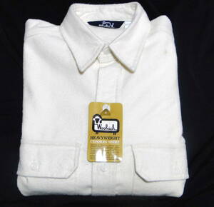 最終品 80's WOOLRICH シャモアクロス ウールリッチ WHITE-M ワークシャツ CNT100% デッドストック・送料込