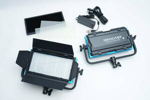  DRACAST LEDパネル 照明 バイカラー Vマウント・AC電源 ２セット ロケ用照明 Pro Series LED500 Bi-Color LED Light Panel