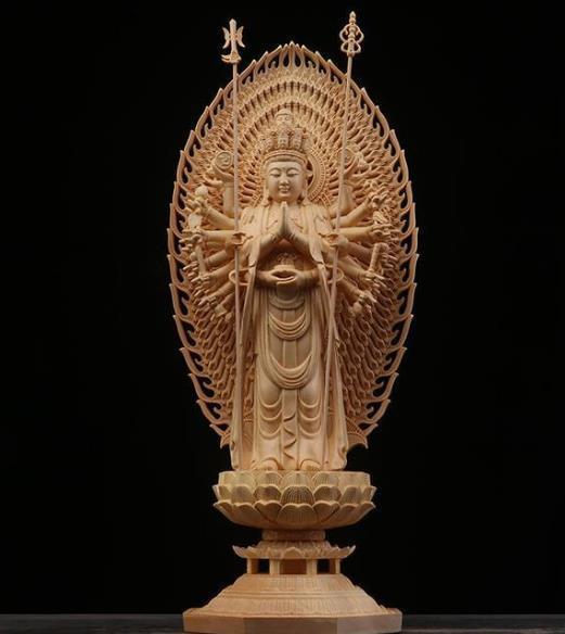 仏教美術 木彫 観音菩薩 観音菩薩像 置物 細密造像 仏像 精密彫刻 高