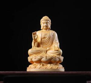 木彫仏像 阿弥陀仏座像 仏教工芸 高さ約10cm