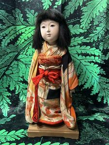 市松人形 ガラス目 人毛 共箱 精巧な可愛いお顔 抱き人形 三つ折れ人形 生き人形 日本人形 着物人形 少女人形