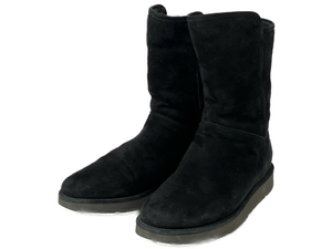 UGG W ABREE SHORT 24cm ムートン ブーツ 靴 ブラック 中古 N8258062