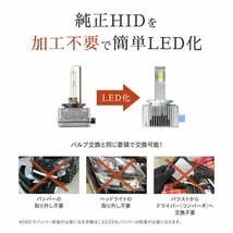 【HID屋】LEDヘッドライト D1S/D3S 12200lm 6500k ホワイト 35W 2本1セット 車検対応 送料無料_画像6