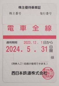 送料込☆ 西日本鉄道(西鉄) 定期券式 電車全線 株主優待乗車証＋優待券