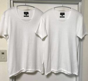 *[ beautiful goods ]BEAMS Beams / cut off heaven .U neck Short sleeve T-shirt WHITE S size two pieces set 