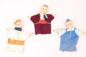 【希少】ブーフーウー三匹の子豚 人形劇 指 コレクション コレクター ヴィンテージ 昭和 レトロ ブルー レッド ホワイトカラー 005FMER43