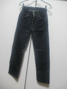 W26小さ目◆BLUE WAY BLUE JEANS◆デニム パンツ◆ダーク系 ◆革ラベル◆未使用◆ 