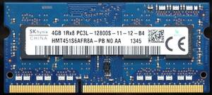 ノートPC用メモリ 4GB：SK Hynix HMT451S6AFR8A PC3L-12800S 
