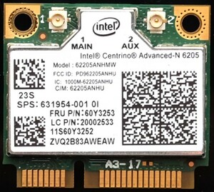 無線LANカード Intel Advanced-N 6205（62205ANHMW） デュアルバンド(2.4/5GHz) ：動作確認済
