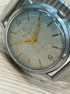 【JV4373】SEIKO UNIQUE 白文字盤　バーインデックス 手巻き 動作未確認 保管品 コレクション ビンテージ セイコー　アンティーク