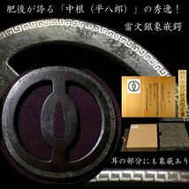 厳選金工特集⑥ 肥後が誇る「中根（平八郎）」の秀逸作！ 左右海鼠透しに見事な雷文銀象嵌 大鍔 特別保存 【安値出発】k488_画像1