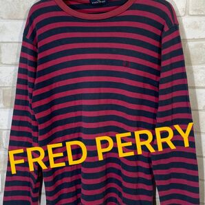 【FRED PERRY】フレッドペリー　刺繍ロゴ　ボーダーTシャツ　ロンT