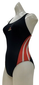 r2_1662 adidas アディダス ハイカット 競泳水着 水泳 スイムウェア ブラック×レッド フライバック Lサイズ