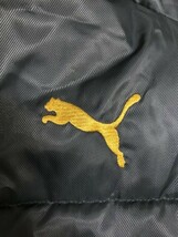 r2_1693 美品 PUMA プーマ パテッド 中綿入り ベンチコート ロング アウター フード フーディ グレー 金刺繍ロゴ フルジップ メンズ L_画像3