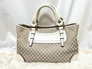 Y039★1円★CELINE セリーヌ ブギーバッグ マカダム柄 キャンバス×レザー トート ハンドバッグ 手提げ ベージュ系×アイボリー系