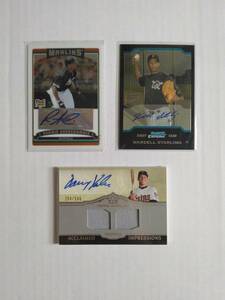 MLB　REGGIE ABERCROMBIE / WARDELL STARLING / DANNY VALENCIA　直筆サインカード　3枚セット