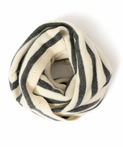 liflattie shipslif Latte . Ships / cashmere 100% border snood gray natural made in Japan 