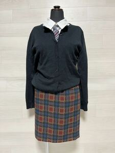 Aya＊コスプレ衣装 4点セット シャツブラウス×カーディガン×チェックのスカート×ネクタイ JK 制服