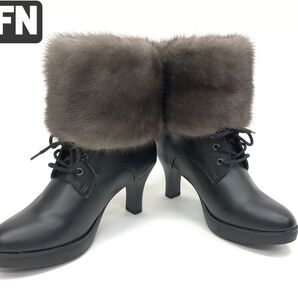 【新品 ファーレッグウォーマー】ブルーアイリスミンク【ナチュラル】