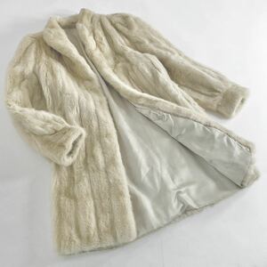 K20-13《最高級毛皮》EMBA エンバ パールローズミンク パールミンク ミンクコート ロングコート F フリー MINK FUR アイボリー系 