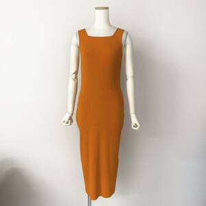 Nk26《美品》日本製 beautiful people ビューティフルピープル ノースリーブワンピース 38 オレンジ レディース ニット ロング ドレス