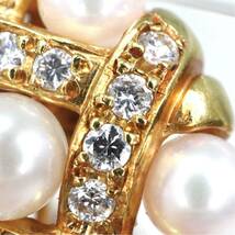 ◆K18天然ダイヤモンド付き アコヤ本真珠イヤリング◆N◎ 4.0-5.0mm珠 0.74ct 0.74ct 16.7g pearl diamond ジュエリー jewelry FA3/FA3_画像6