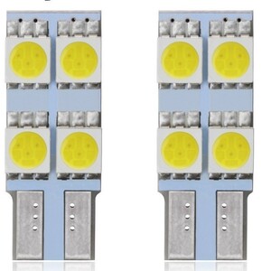 T10 4SMD 5050ウェッジバルブ 高輝度LEDバルブ ホワイト 2個セット