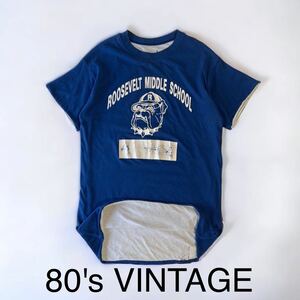 80's VINTAGE リバーシブルTシャツ カレッジプリント Tシャツ 輸入 古着 アメリカ購入 ビンテージ ダブルフェイス 80年代 Tシャツ 80s