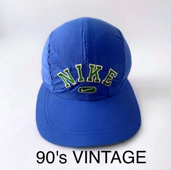 希少 白タグ 90's VINTAGE NIKE CAP 4パネル ナイキ アメリカ購入 輸入 古着 ビンテージ ロゴ スウッシュ ONE SIZE オールド 帽子 キャップ