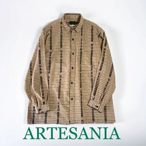 美品 VINTAGE ARTESANIA グァテマラシャツ 絣柄 長袖 ビンテージ シャツ 古着 アルテサニア 民族 エスニック 南米 かすり shirts