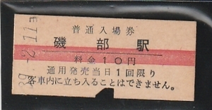 ◇硬券切符◇赤線　入場券　磯部　駅　