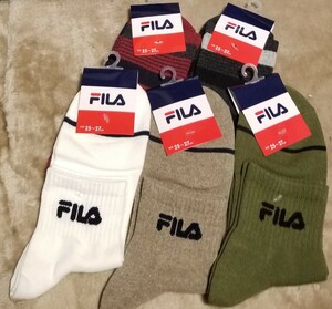 FILA　フィラ　25-27cm　ロゴ入　ソックス　靴下　５足セット②　新品未使用品　スポーツ　スニーカーソックス