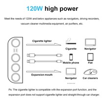 【シガーライター対応】 6in1 120wトラック 24v12v対応 増設 シガーソケット 4連＋USB2ポート 分配器 充電器 【ブラック】_画像4