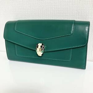 BVLGARI BVLGARY cell pen ti Sune -k. long wallet green green 