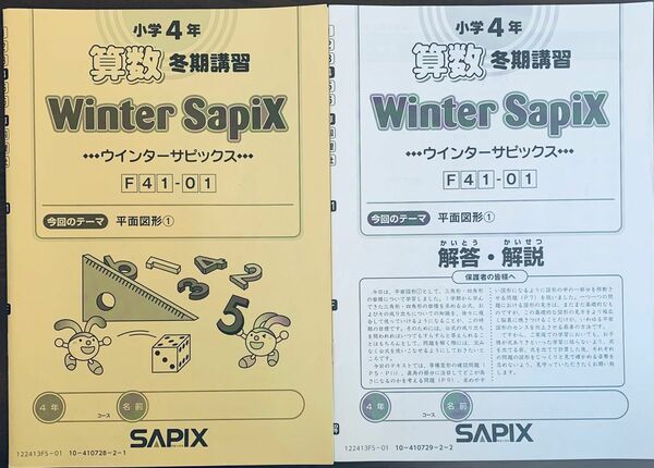 SAPIX サピックス小学4年 算数冬期講習　ウインターサピックスF41-01～F41-06問題冊と解答解説冊の計6セット　原本