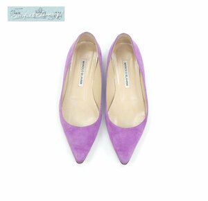 MANOLO BLAHNIK BBフラット 37 パープル スエード B＋＋