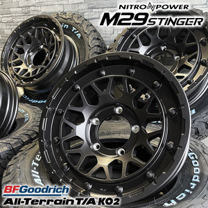 タイヤホイール4本セット NITRO POWER M29 STINGER 16×6.0J-5 5/139.7 黒 BFGoodrich All-Terrain KO2 225/70R16 102/99R ジムニーシエラ