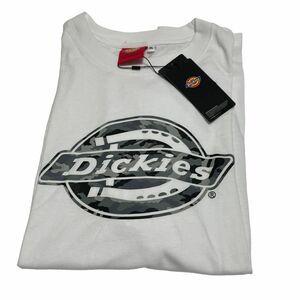 【アウトレット】ディッキーズ　dickies カモフラ　迷彩柄　ロゴtシャツ　半袖　白tシャツ オーバーサイズ　大きめ　XL