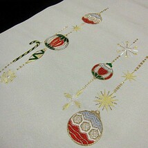 新品未仕立　西陣織刺繍高級九寸名古屋帯　オーナメント　クリスマスに！　_画像4