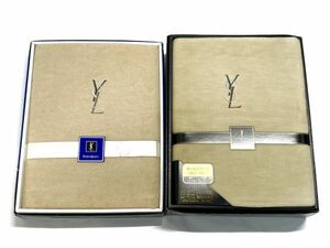 【B834】新品 保管品 YSL イヴ・サンローラン ボアシーツ 2箱セット 140×250cm/140×240cm 秋冬 シングル 寝具 b