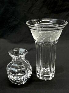 【B671】花瓶 Cristal de Sevres クリスタル セーブル/Nachtmann ナハトマン 2点セット クリスタルガラス 工芸品 ブランド インテリア