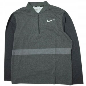 NIKE GOLF ナイキゴルフ DRI-FIT ハーフジッププルオーバー 854301-010 XL グレー 長袖 Tシャツ カットソー ゴルフウェア トップス g14323