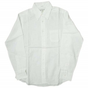 新品 INDIVIDUALIZED SHIRTS インディビジュアライズドシャツ STANDARD FIT リネンボタンダウンシャツ 151/2(33) ホワイト 長袖 BD g12459