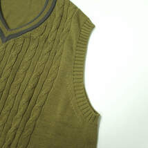 TOMORROWLAND tricot トゥモローランド トリコ 21SS オーガニックコットン チルデンベスト 61-02-11-02003 S OLIVE Vネック ニット g14326_画像5