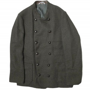 KENNETH FIELD ケネスフィールド 日本製 MARCHE COOK JACKET ウールアルパカ コックジャケット S ダークブラウン カウレザー g14544