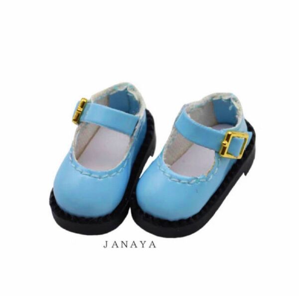 JANAYA ハンドメイド　オビツ11 ob11靴　ストラップシューズ　水色